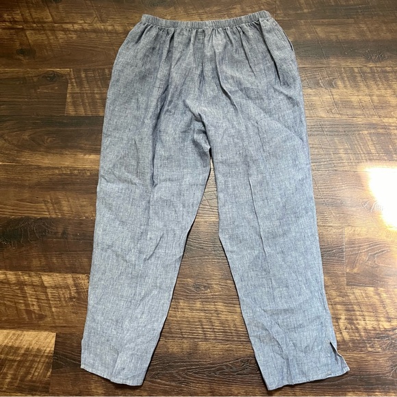 Flax by Jeanne englelhart 100% premium linen blue tapered pull on pants large - Picture 10 of 11